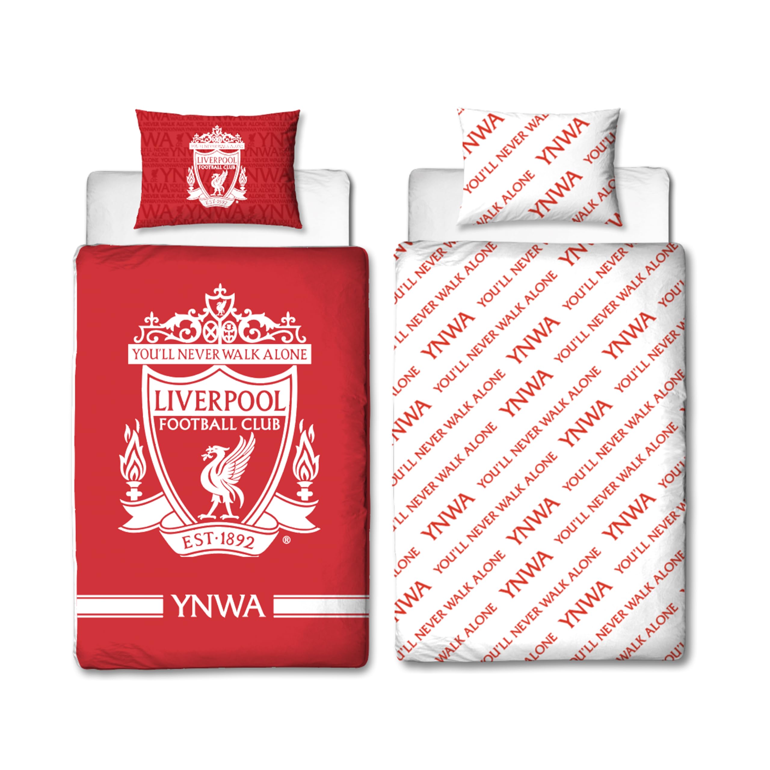Liverpool FC Officially Licensed Single Duvet Cover Set, Tone Design | Red Reversible 2 Sided Football Bedding Cover Official Merchandise Including Matching Pillow Case