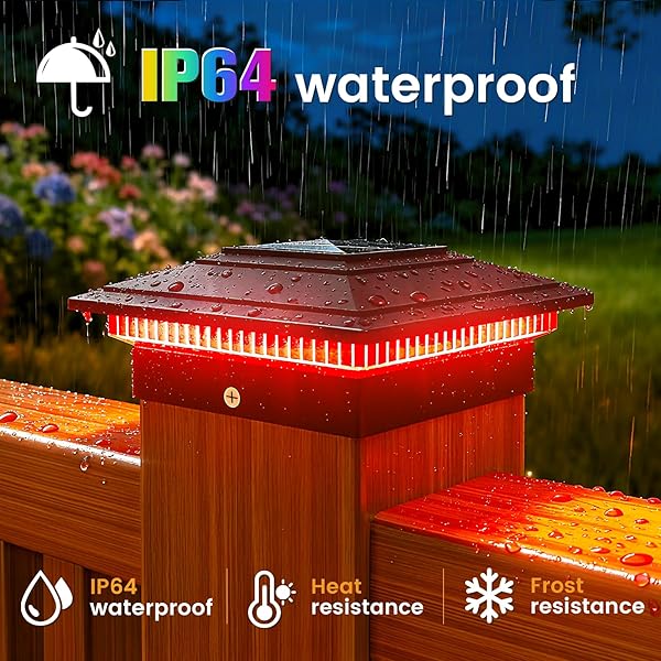VOLISUN SOLAR POST CAP LIGHTS COLOR CHANGING OUTDOOR WATERPROOF, RGB MODES FENCE POST CAP LIGHTS 16 PACK, FOR 4X4 X5 X6 WOODEN/VINYL(BLACK)