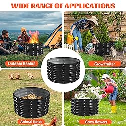 YSEJOMP 32 Inch Round Galvanized Fire Pit Ring/Fire