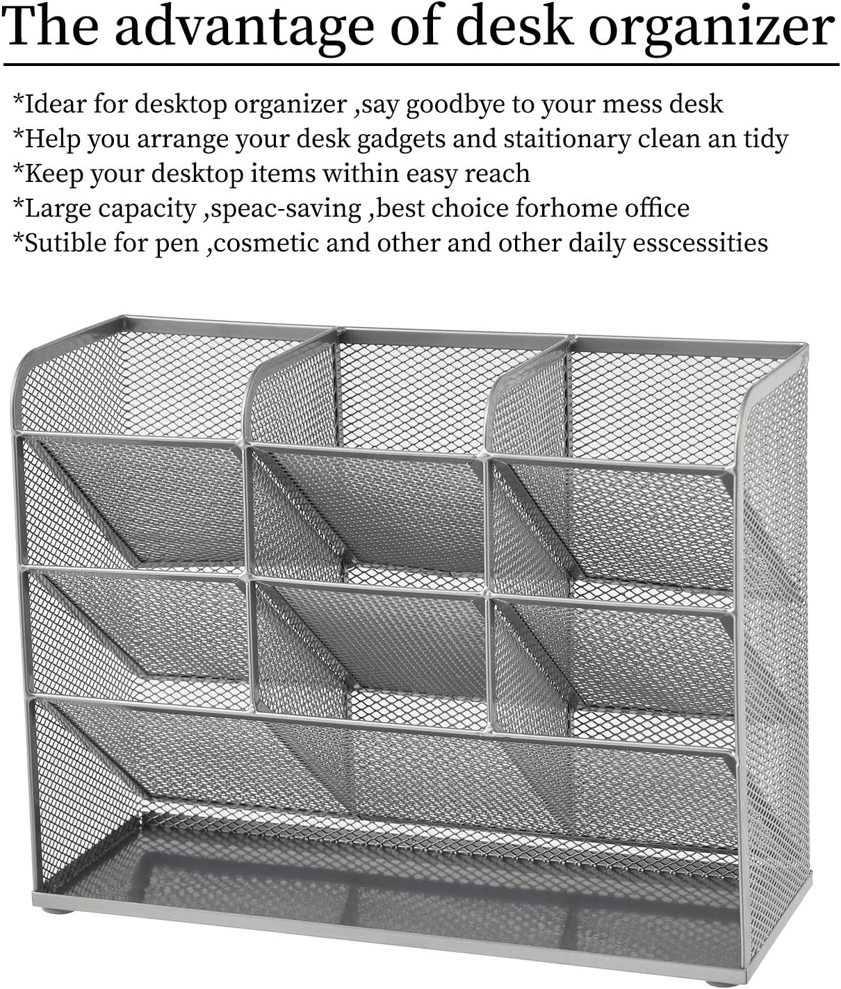 Marbrasse Mesh Desk Organizer, Multi-Functional Pen Holder, Pen Organizer for desk, Desktop Stationary Organizer, Storage Rack for School Home Office Art Supplies (Black): Home Improvement