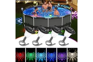 US:E Solar Pool Lights for Above Ground Pools,4 Pack Pool Above Ground Pool Accessories,Swimming Pool Solar Lights, Waterproof Frame Pool Decoration,Warm Light,Grey