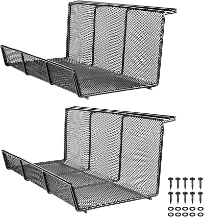 Univivi 2pk Under Desk Cable Management Tray Metal Wire Basket Organizer Black