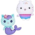 Gabby's Dollhouse, Purr-ific Plush Toys 2-Pack with Cakey Cat and Mercat, Kids Toys for Ages 3 and up