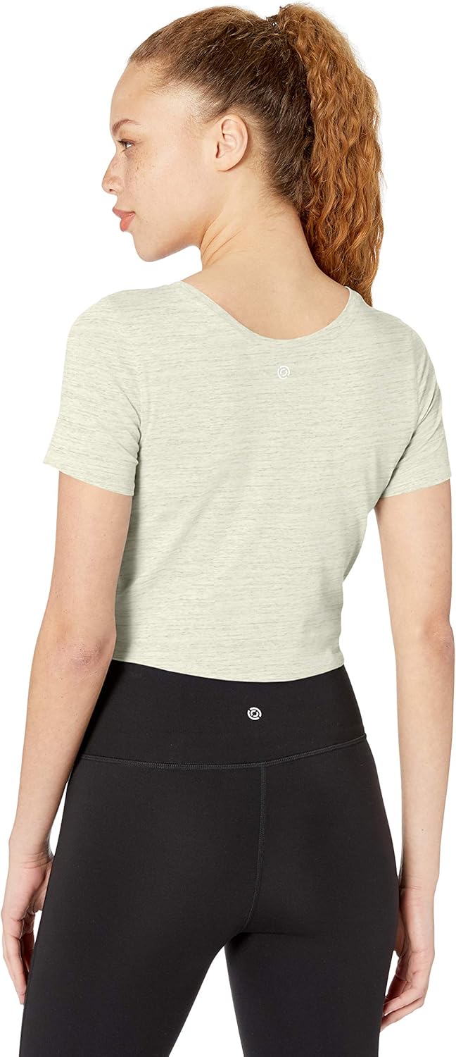 Core 10 Women's Pima Cotton Blend Knot Front Yoga T-Shirt: Clothing