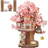 Rolife 3D Puzzles for Adults, Cherry Blossom Bonsai Tree Plants, Japanese Sakura Tree House Flowers Building Set for Adults for Table Toys &amp; Home Decor, Creative Birthday Gift for Girls&amp;Boys (535 PCS)