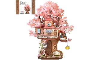 Rolife 3D Puzzles for Adults, Cherry Blossom Bonsai Tree Plants, Japanese Sakura Tree House Flowers Building Set for Adults f