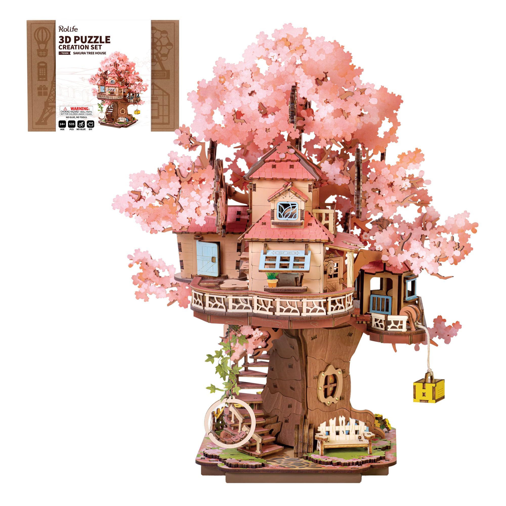 Photo 1 of ***FACTORY SEALED***Rolife 3D Puzzles for Adults, Cherry Blossom Bonsai Tree Plants, Japanese Sakura Tree House Flowers Building Set for Adults for Table Toys & Home Decor, Creative Birthday Gift for Girls&Boys (535 PCS)