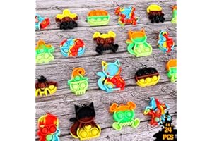 SUNPROUND 24Pcs Halloween Mini Pop, Halloween Party Favors, Pop Fidget Toys for Kids, Pop Keychain Sensory Toys, Classroom Prizes, Halloween Goodie Bags Stuffer, Trick or Treat Toys