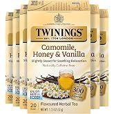 Twinings Camomile, Honey &amp; Vanilla Herbal Tea Individually Wrapped Bags, 20 Count (Pack of 6), Naturally Caffeine-Free, Enjoy Hot or Iced, 120 Teabags