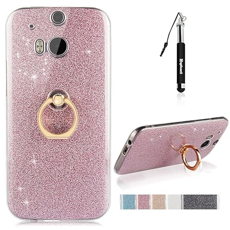 HTC One M8 Hülle, HTC One M8 Hülle TPU Handyhülle, Huphant Ultra Slim TPU Silikon Hülle [Glitzer TPU with Ring Halter Serie]A
