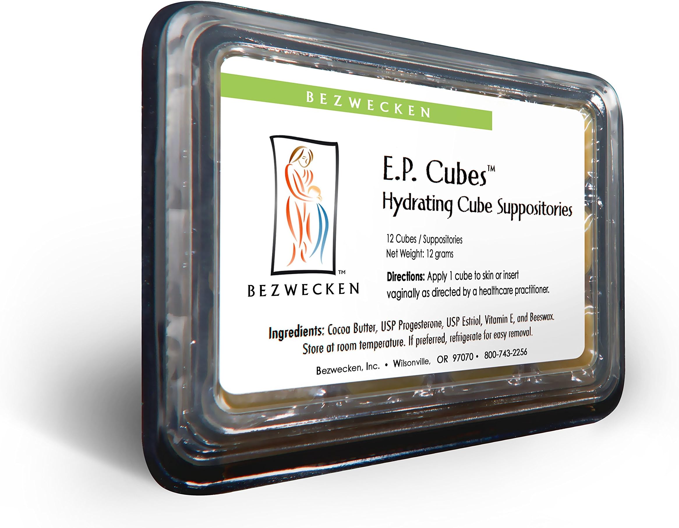 Bezwecken – E.P. Cubes – 12 Cube Suppositories – Professionally Formulated to Alleviate Vaginal Dryness in Menopausal Women – Unique Blend of Progesterone & Estriol – Natural Vaginal Lubrication