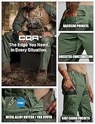 CQR Men's Tactical Pants, Water Resistant Ripstop