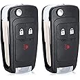 [Pack of 2], Aichiyu Key Fob Case Replacement Flip Remote Control Car Key Shell Cover Fob 3 Buttons Fits for Chevrolet Spark 2012 2013 2014 2015 2016