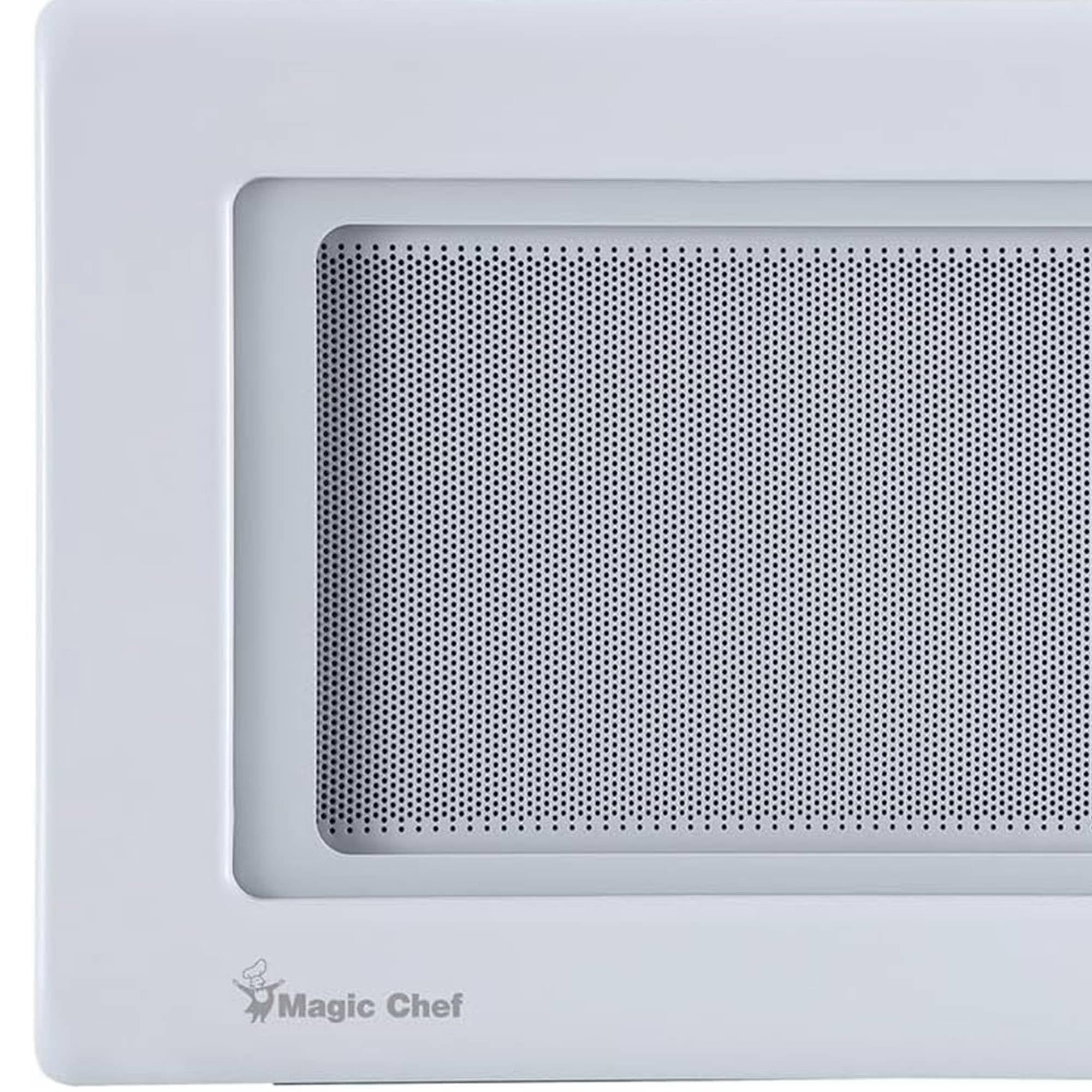 Magic Chef 0.9 Cubic Feet 900 Watt Small Stainless Countertop Microwave Oven for Compact Spaces w/ 6 Pre Programmed Cooking Modes, White