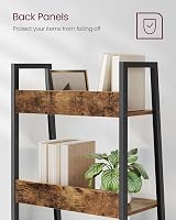 VASAGLE 4-Tier Ladder Shelf Narrow Bookshelf Brown and Ink Black LLS054X01 view 4