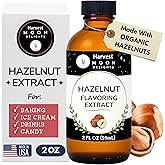 Hazelnut Extract for Baking, Drinks, Ice Cream, Candy - 2 Oz - By Harvest Moon Delights - Water-Soluble - Hazelnut Flavoring - Sugar-Free - Hazelnut Flavor