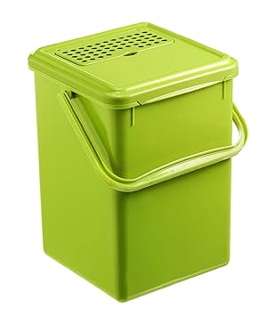 Rotho Bio Komposteimer 8 l mit Aktivkohlefilter, Kunststoff (PP), grün, 8 Liter (23 x 22,5 x 27,5 cm)
