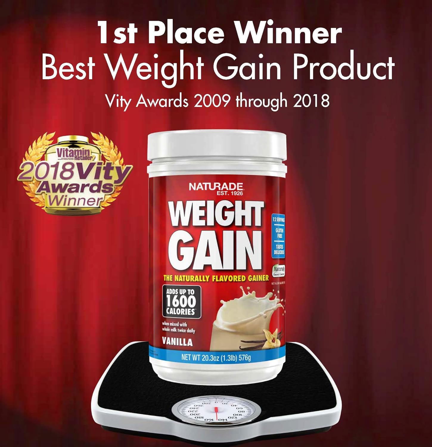 Naturade Weight Gain Instant Nutrition Drink Mix, Vanilla ,20.3 Ounce: Health & Personal Care