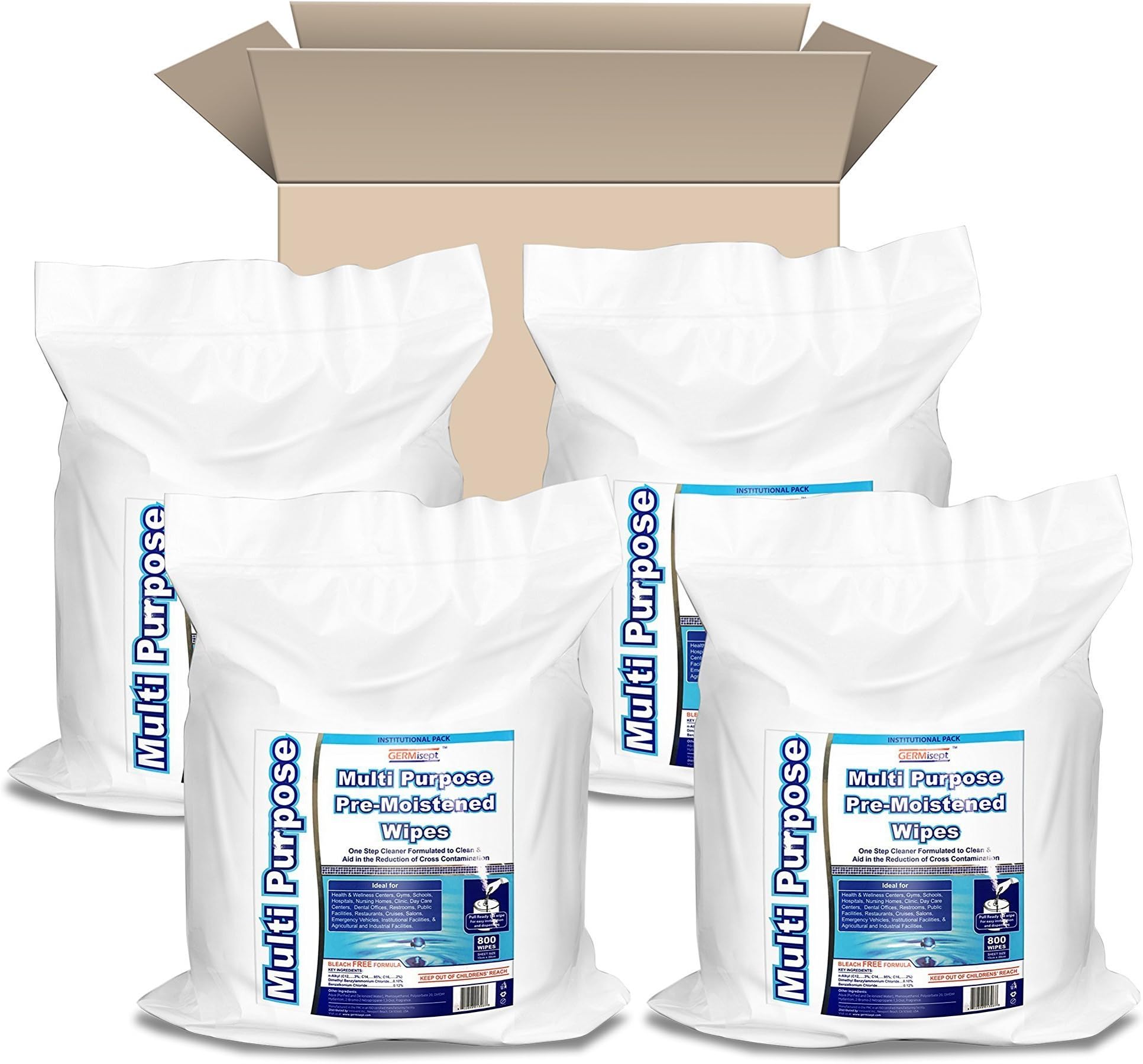 GERMISEPT Multipurpose Gym Wipes & Wellness Center Cleaning Wipes/Cart Wipes (800 Wipes/Roll X 4 Rolls = 3200 wipes)