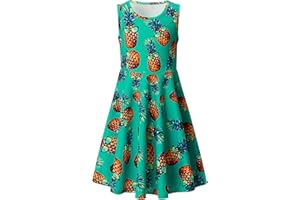Ahegao Girl's Floral Sleeveless Dresses Kids One Piece Sundress for Casual School 4-13 Years Old