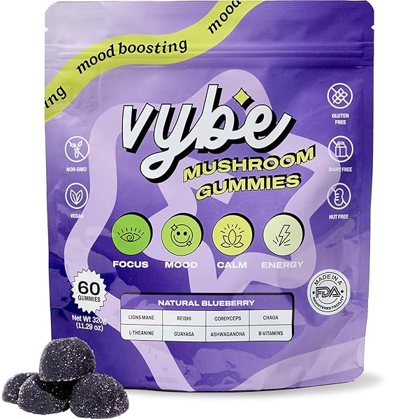 VYBE DAILY NOOTROPIC GUMMIES – 8-IN-1 MUSHROOM &...
