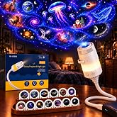 2-in-1 Galaxy Projector Night Light with 13 Films, HD Star Ocean Projector | Plug and Play, 360&deg; Rotating Projection, Adjustable Brightness, Easy Controls, Eye-Friendly Light for Bedroom &amp; Kids' Room
