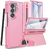 NINKI Stylus for Samsung Galaxy Z Fold 7 Case with Slim S Pen Holder and Hidden Kickstand, Drop-Proof Hinge Screen Protector Phone Cover for Samsung Z Fold7 Case with S Pen Slot & Stand Women – Pink