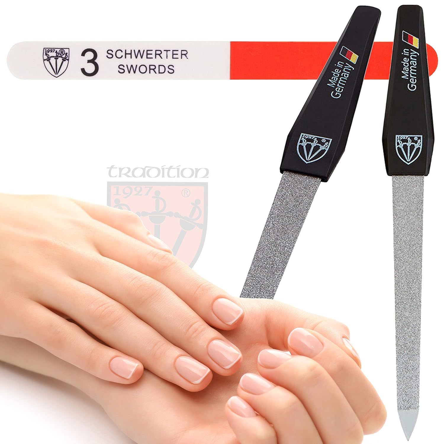 3 Swords Germany - SAPPHIRE NAIL FILE 2 PIECES with 1 PIECE 3-way nail buffer – NAIL CARE MADE IN GERMANY : Beauty