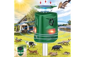 ENERJARY Solar Ultrasonic Animal Repellent,2024 Upgraded 360° Solar Cat Repellent with Motion Sensor and Flashing Lights,Squirrel Repellent,Pest Animal Deterrent Devices Outdoor,Repel,Deer,Raccoon,Rabbit,Bird