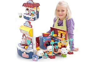 Lucky Doug Gifts for Girls Kids Toddlers 3 4 5 6 Years Old, Pretend Play Toy for Girl, 57 Pcs Role-Play Playset with Washing 