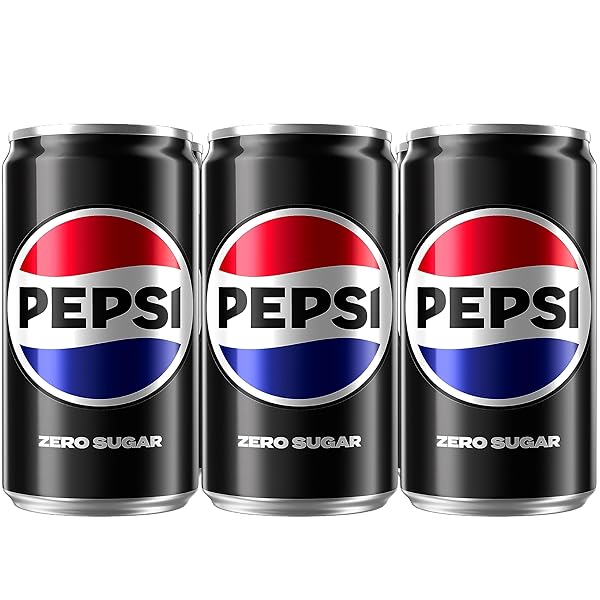 PEPSI ZERO SUGAR COLA SODA POP, 7.5OZ MINI CANS