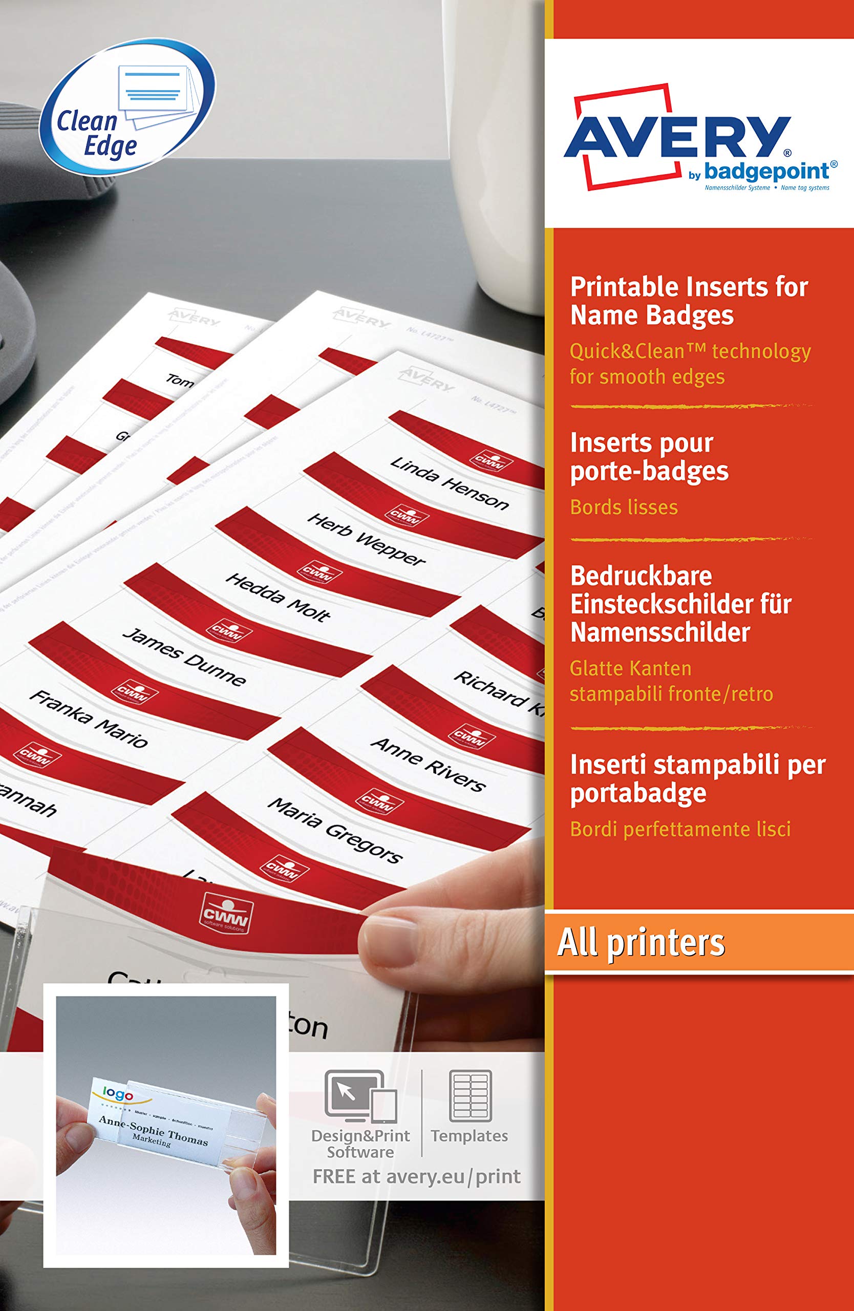 Avery Printable Inserts for Polar 4835S-M and 4835G-M. (6530)