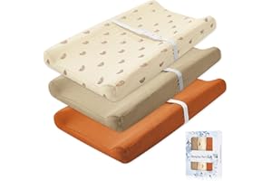 VYPERX Muslin Changing Pad Cover, Changing Table Pad Cover, Ultra Soft Breathable Boho Changing Pad Sheets Machine Washable Fit for Standard Changing Pad 16" x 32", 3 Pack Rainbow