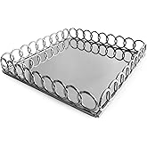 American Atelier 1332766 Looped Square Mirror Tray, Silver