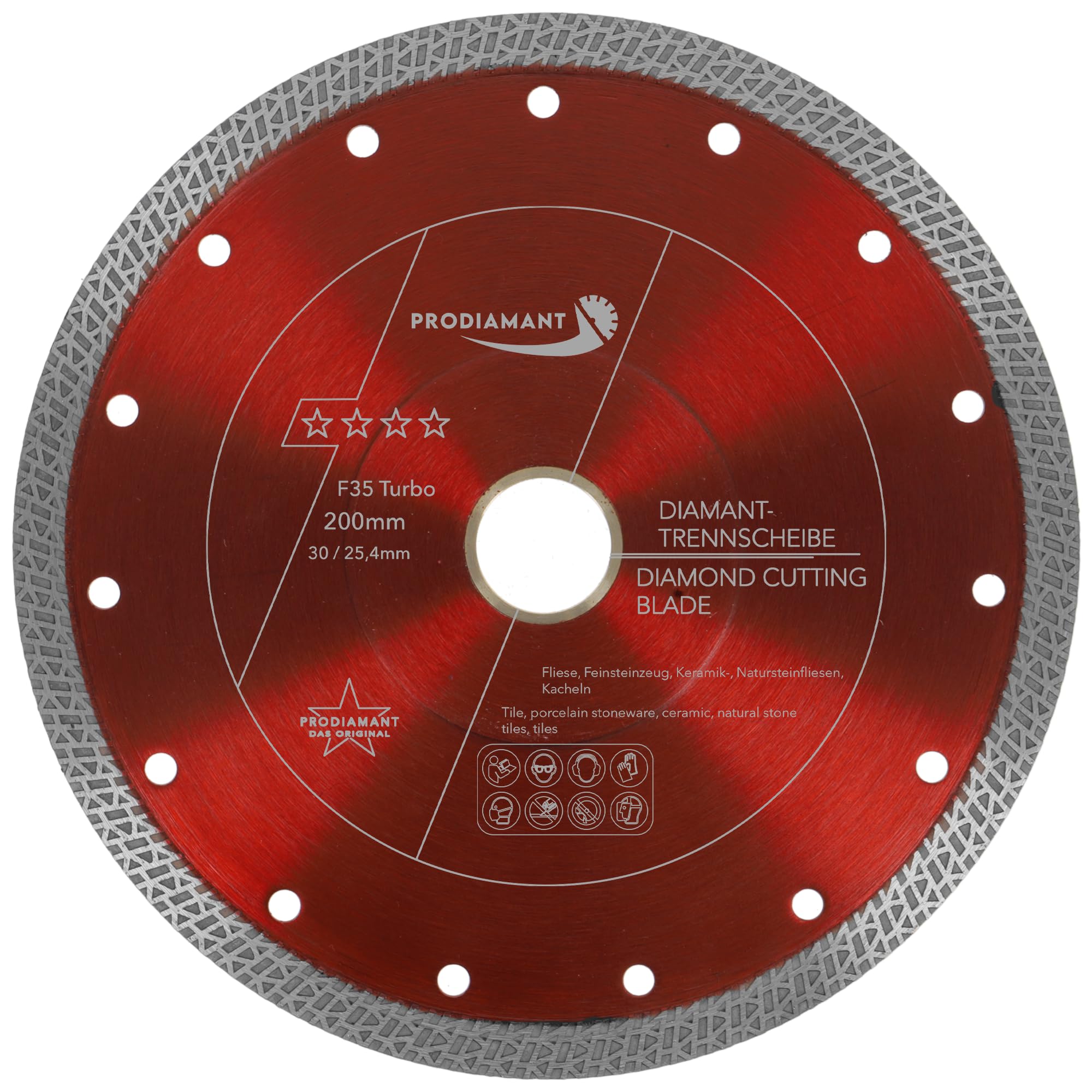 PRODIAMANT Diamond Cutting Disc Tile 200 mm x 30 with Ring 25.4 for Porcelain Stoneware Disc for Table Machines Wet