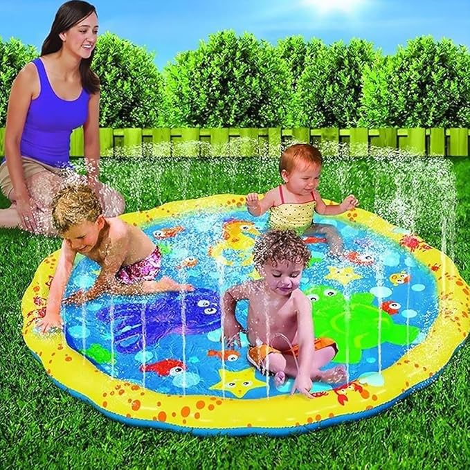 Splash Pad Children Water Toy Outdoor Kids Sprinkler Mat Toy Children's Sprinkler Pool Inflatable Water Have Fun Toys ECO PVC Diameter 40`` Mat for 1 or 2 Kids