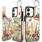 Shorogyt Compatible with iPhone 11 Wallet Case with Card Holder - Designer Mushroom Frog Pattern Kickstand Magnetic Clasp Back Flip Folio Leather Phone Covers for Women Men Girls
