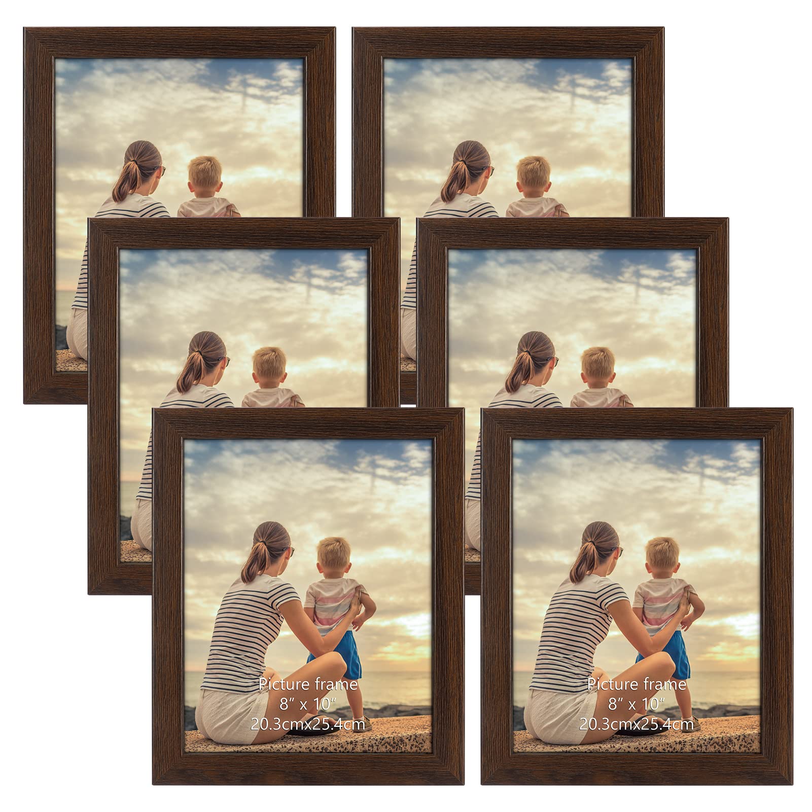 Photo 1 of CRUGLA 8x10 Picture Frame Set of 6, Rustic 8 by 10 Photo Frame for Wall Tabletop Vertical Horizontal Display, Brown