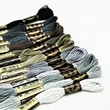 SZXMDKH Grey Embroidery Thread Kit 14 Skeins Cross Stitch Floss 8m Spools view 3