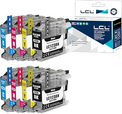 LCL LC123 Ink Cartridge Replacement for Brother LC121 LC123 Black Cyan Magenta