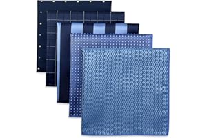 S&W SHLAX&WING 5 Pack Men's Pocket Squares Set 12.6" Formal Handkerchiefs for Suits Weddings Tuxedos Assorted Colors Patterns