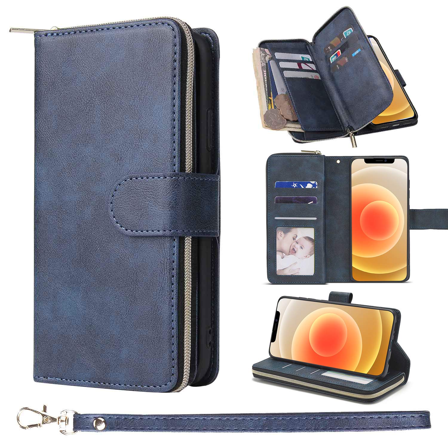 ZCDAYE Wallet Case for Google Pixel 6 Pro,Premium[Magnetic Closure][Zipper Pocket] Folio PU Leather Flip Case Cover with 9 Card Slots Kickstand for Google Pixel 6 Pro 5G-Blue