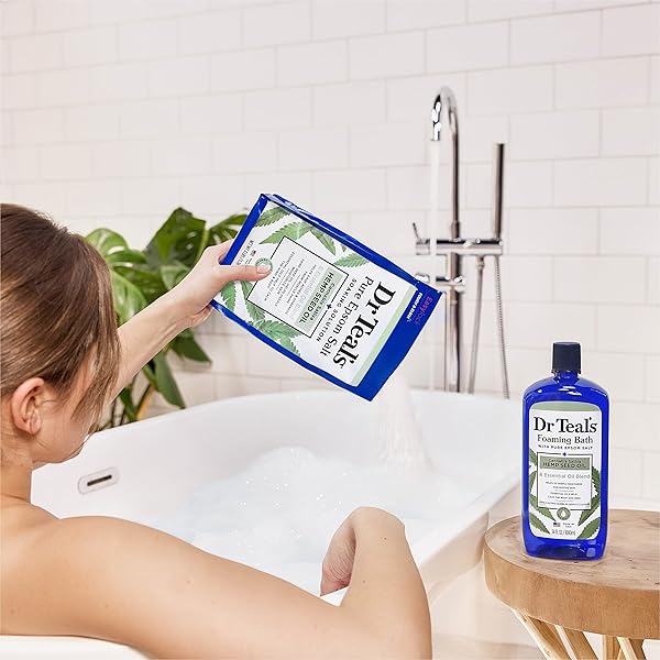 DR TEAL’S PURE EPSOM MAGNESIUM SALT SOAK, CANNABIS SATIVA HEMP SEED OIL, 3 LB