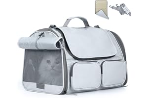 FUKUMARU Cat Carrier, Soft-Sided Small Dog Carrier, Large Cat Travel Bag with 4 Mesh Windows, Under 15 lb Airline Approved Pe