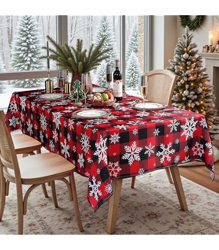Ablecozy Christmas Plaid Waterproof Tablecloth - 60x120 Inch Rectangle Fabric For Parties & Dining - View #7
