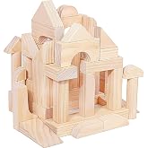 Large Wood Building Blocks with Wooden Storage Tray, 64-Piece Hardwood Sorting &amp; Stacking Toys for Building &amp; Balancing, Educational Preschool Learning Toys for 3+ Year Old Boy and Girl Gifts
