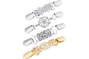 JETEC 4 Pieces Vintage Sweater Shawl Clips Retro Cardigan Collar Dress Shirt Brooch Clips for Women Wearing, 4 Styles(Stylish Style)