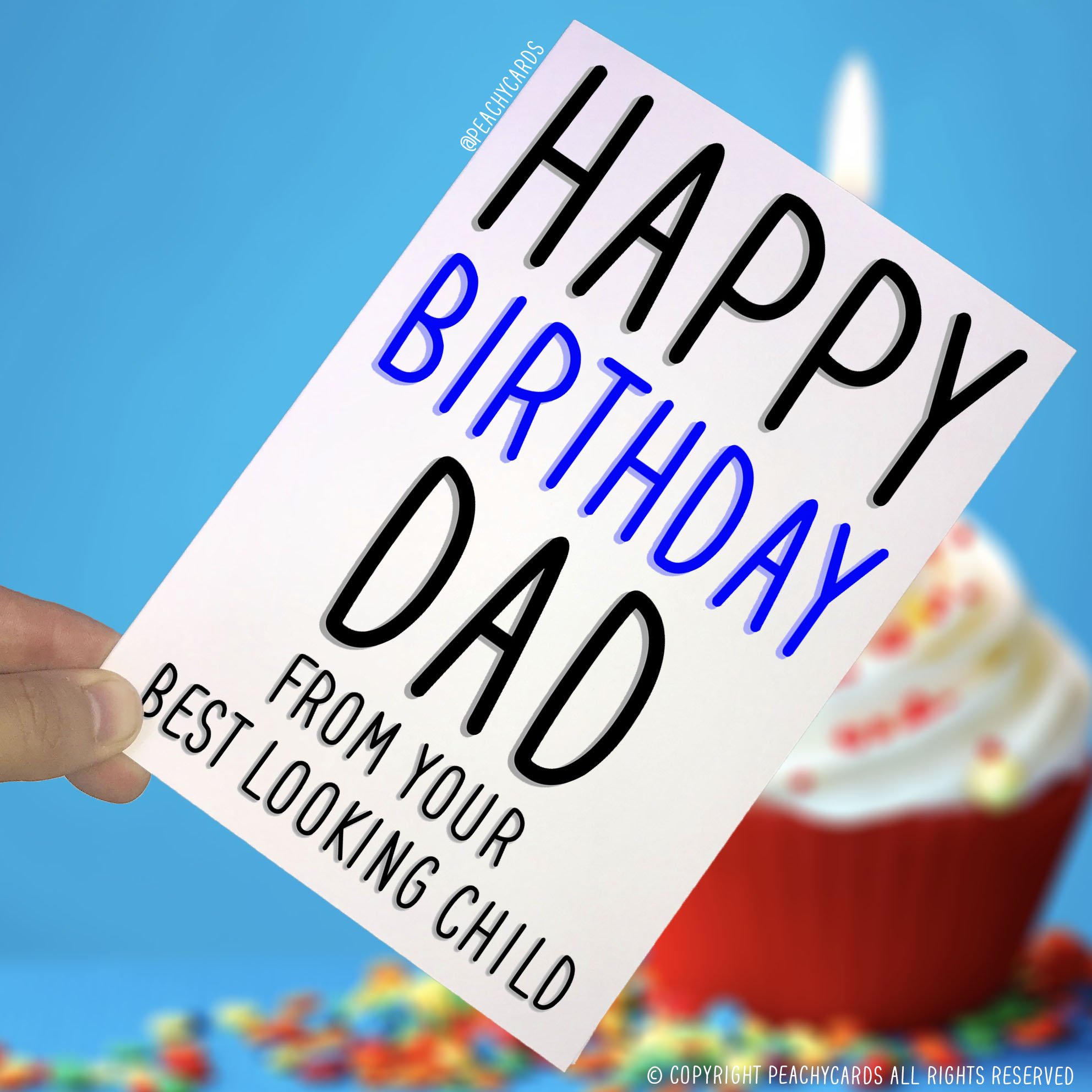 Birthday Cards, Happy Birthday Dad from Your Favourite Child, Dad Card Funny Card Cards for Dad Greeting Cards Novelty Cards Joke Cards PC25