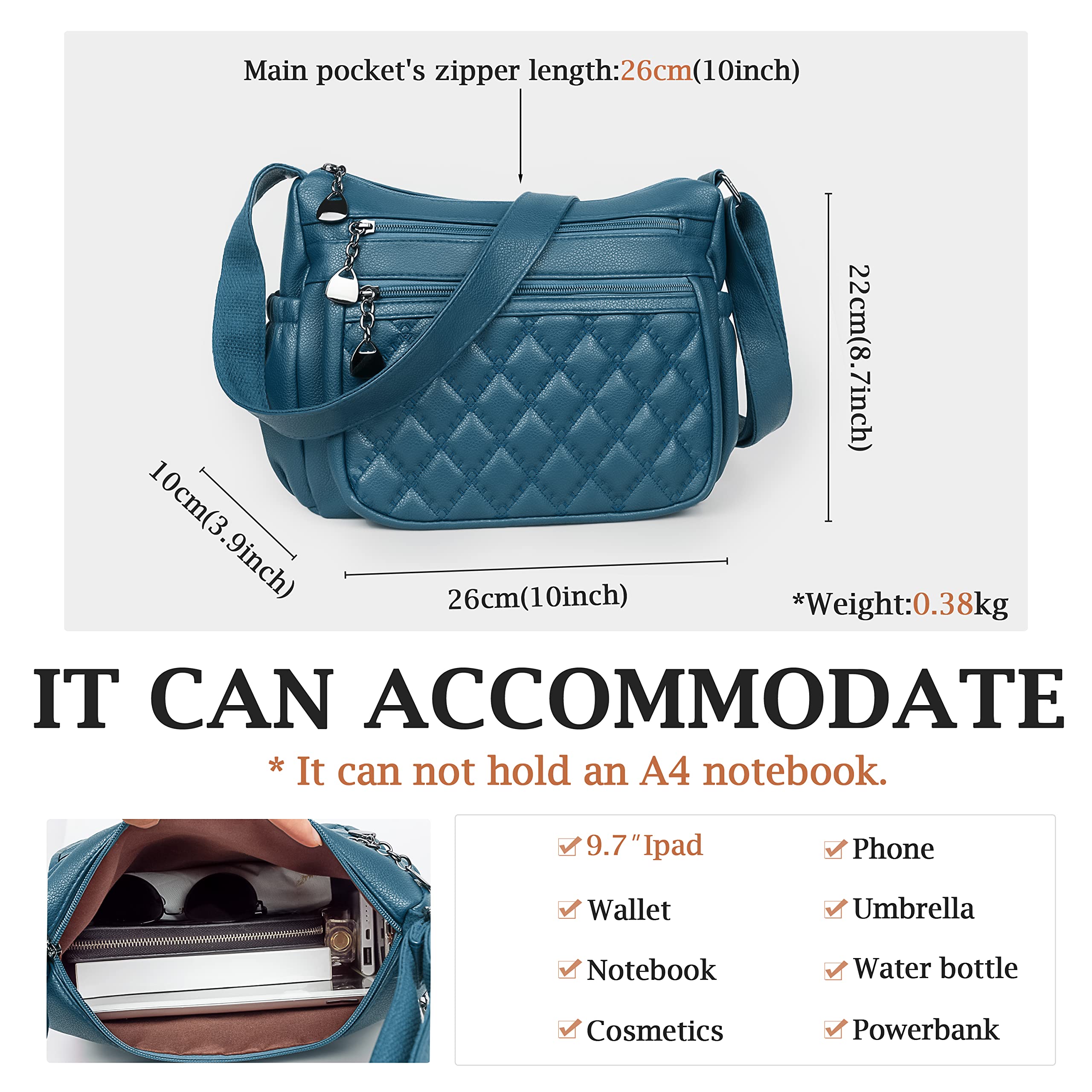 Crossbody Purse for Women Ladies Soft PU Leather Shoulder Bag Medium Roomy Handbag Fashion Tote Top Handle Satchel