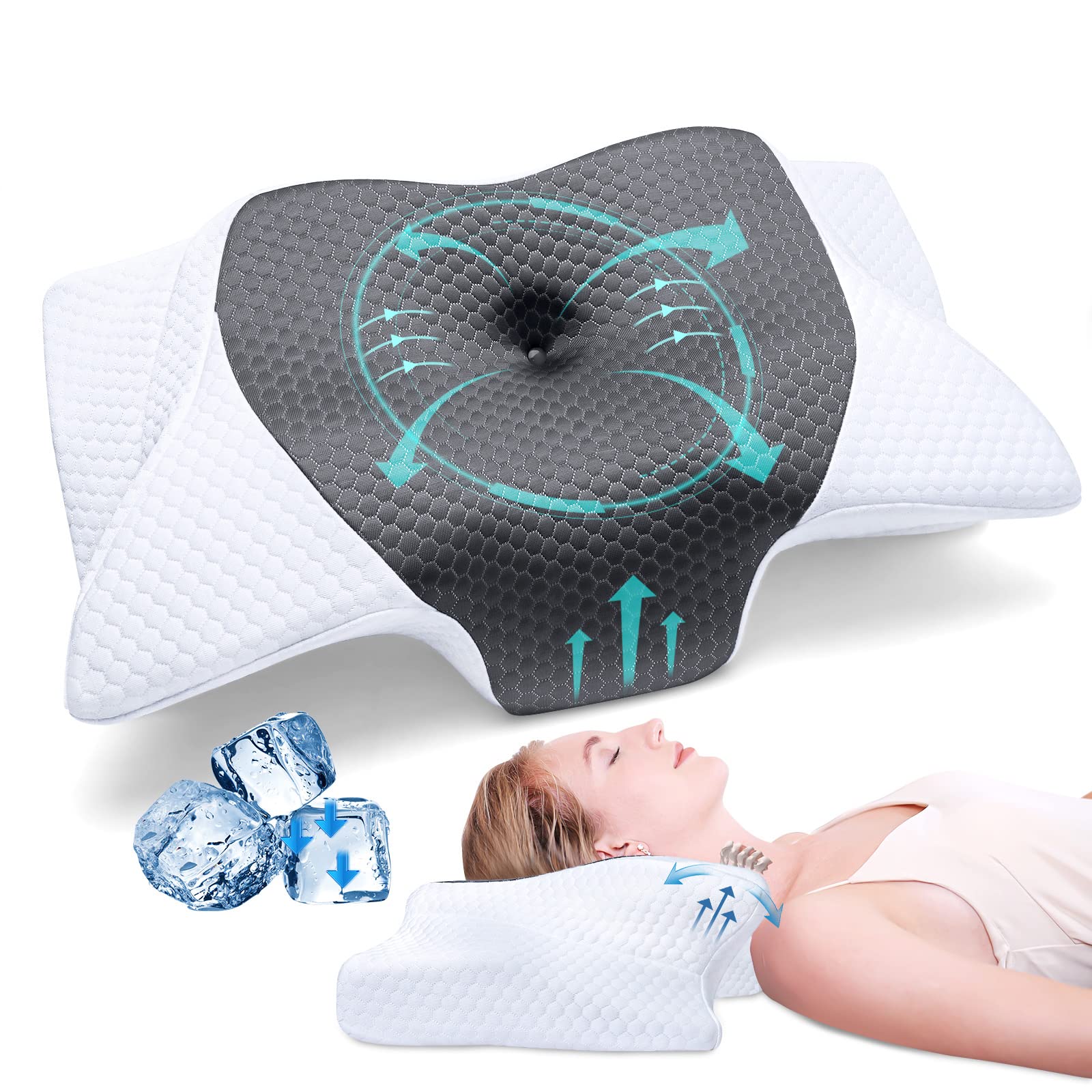 Photo 1 of SAHEYER Neck Pillow, Slow Rebound Memory Foam Side Sleeper Pillow, 2 in 1 Ergonomic Pillow for Neck and Shoulder, Neck Support Pillow for Side Back Stomach Sleepers (Light Gray)